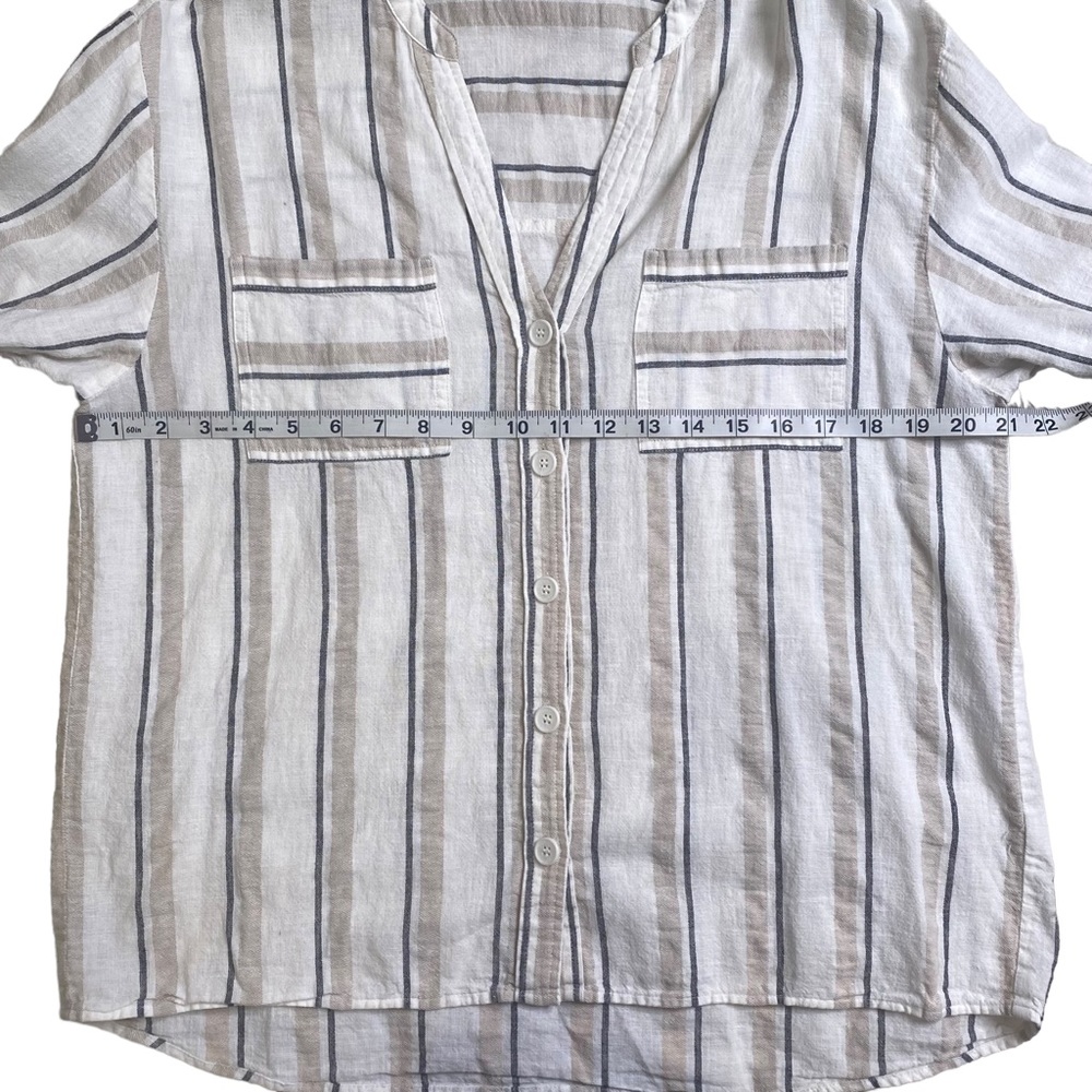 Vince Camuto Linen Stripe Button Down Shirt Size Medium - Picture 12 of 14